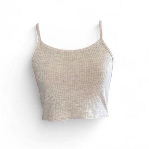 Women's Ribbed Knit Tank Top - Cream Size S